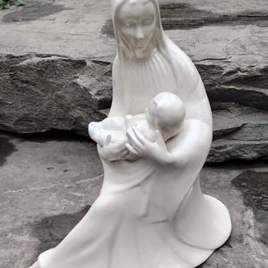 Vintage Madonna and Child Figurine, Luminescent Ceramic from Holland Mold, 1970s