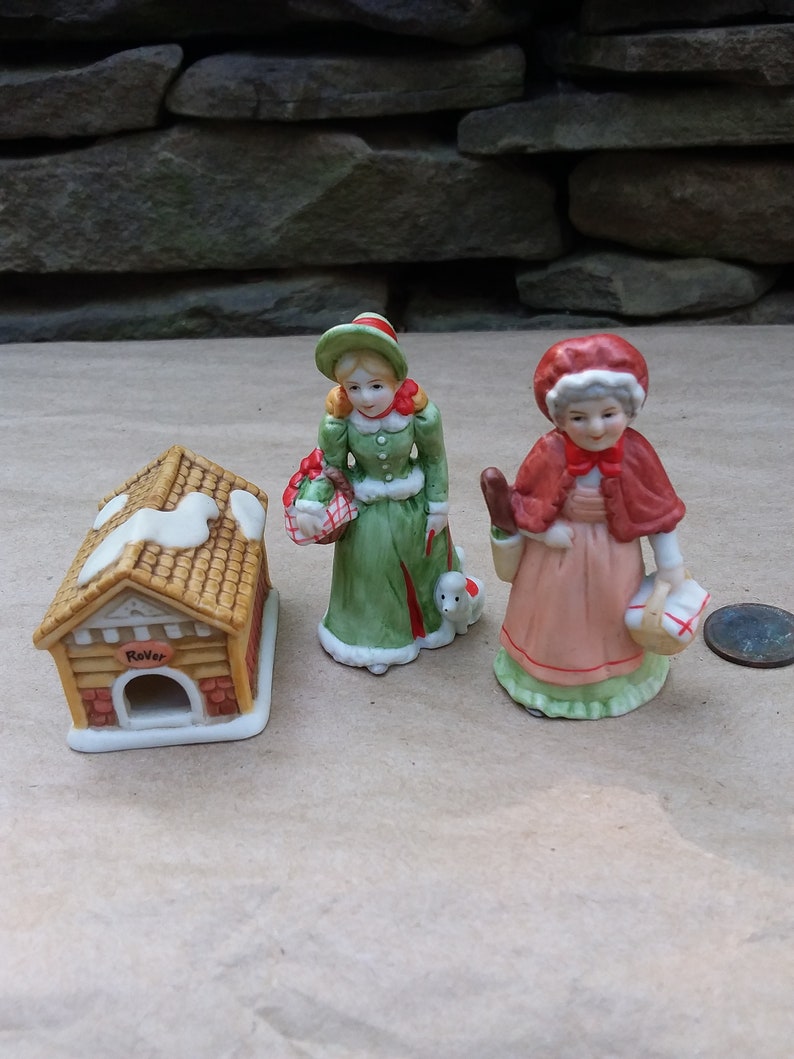Vintage Lefton Christmas Colonial Village Figurines and Snow Etsy