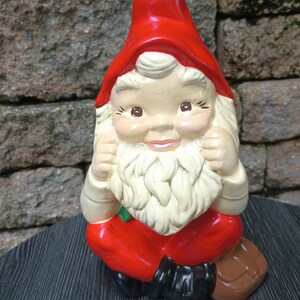Vintage  Whimsical Gnome Hand Painted Ceramic Elf or Gnome from Mold, 1981