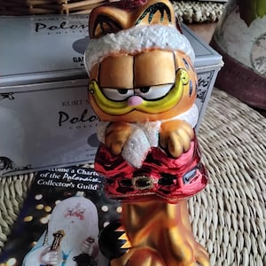Vintage Kurt Adler Polonaise Garfield Handblown Glass Ornament, Garfield Christmas
