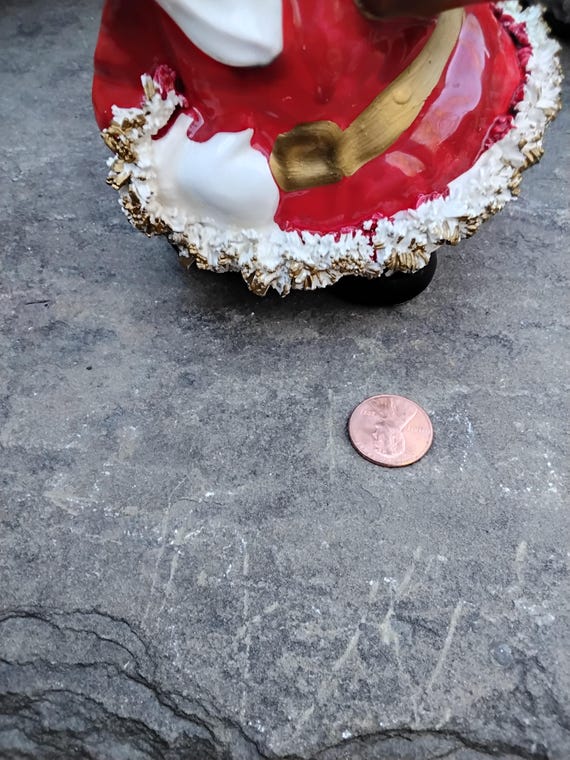 Vintage Porcelain Spaghetti Santa With Bell, Made in Japan, 1960s