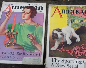 Vintage American Magazine December 1933 and November 1925, Set of 2