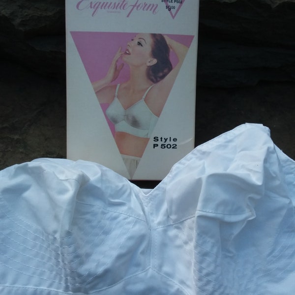 Vintage Exquisite Form White Cotton Bra P502 Size 40B, 1950s