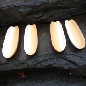 Vintage Set of 4 Corn on the Cob Dishes, Ceramic, Taiwan, Tri-Color