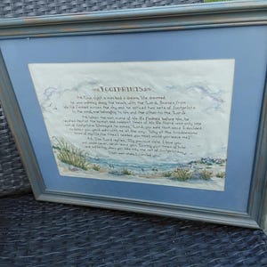 Vintage Completed Cross Stitch Framed, &quot;Footprints&quot;