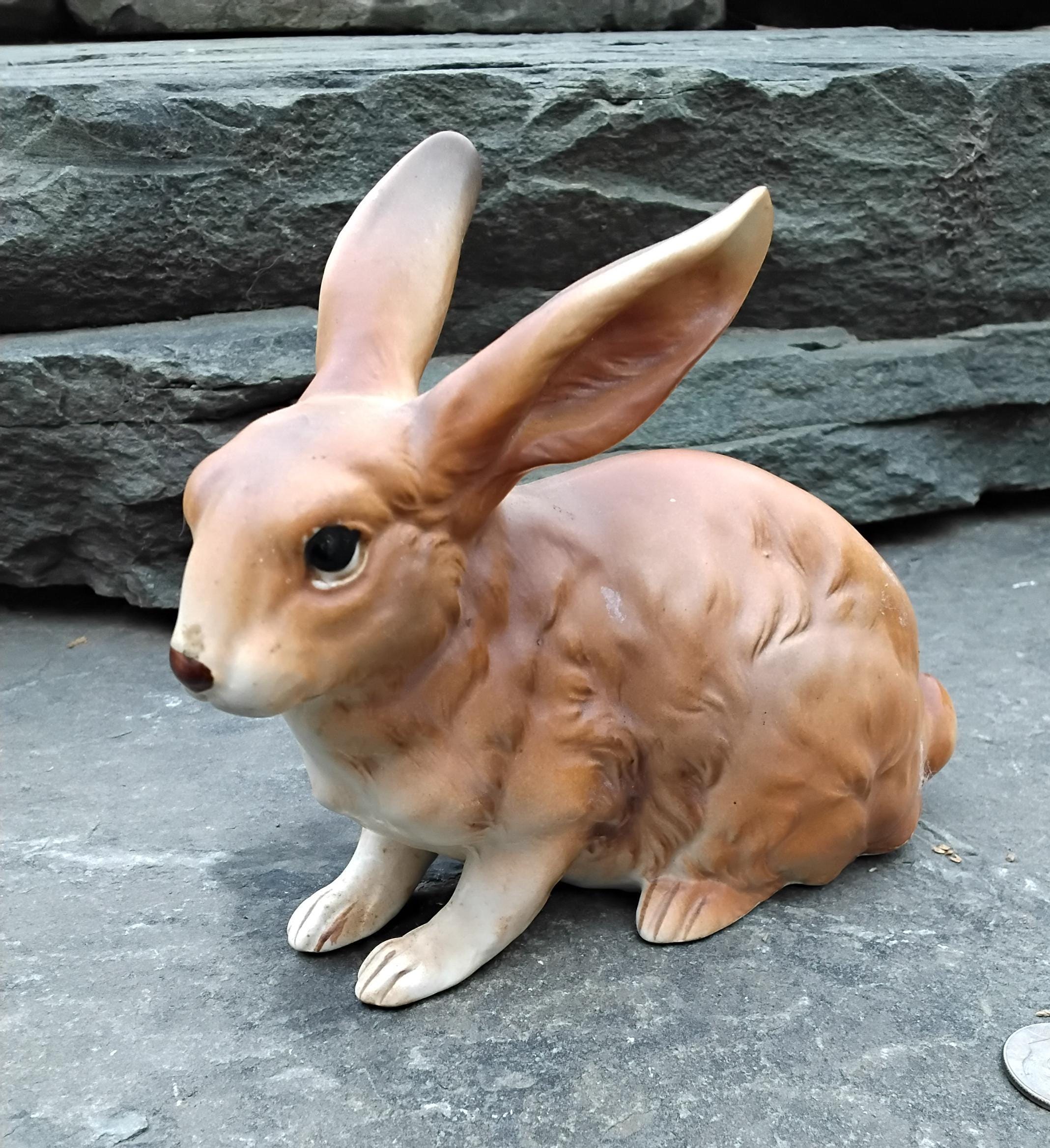 Vintage Lefton Brown Porcelain Bunny Rabbit Figurine, Japan, Hand