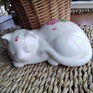 Vintage Large Ceramic Sleeping Cat by Freeman & Mcfarlin Potteries