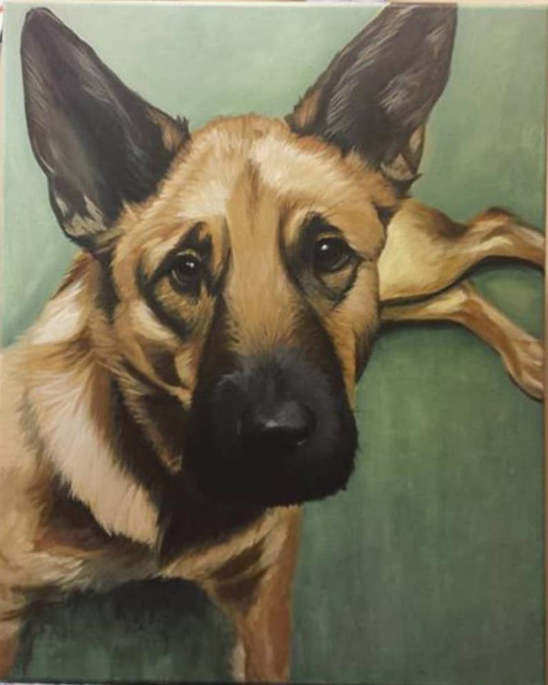 Custom Dog Portrait Acrylic Painting With Solid Color - Etsy