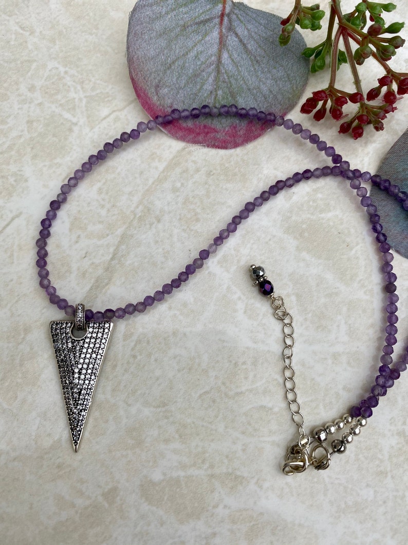 cz pendant necklace minimalist design February birthstone Amethyst necklace February birthday