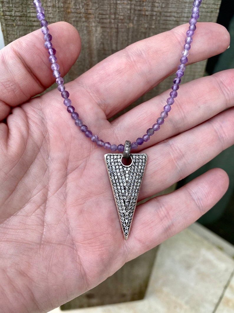 cz pendant necklace minimalist design February birthstone Amethyst necklace February birthday