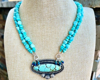 Sonoran turquoise necklace, bamboo mountain pendant,southwest style, turquoise jewelry, genuine turquoise