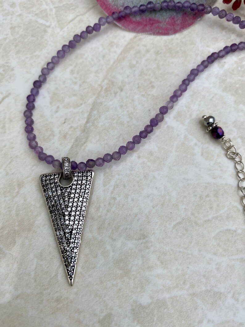 cz pendant necklace minimalist design February birthstone Amethyst necklace February birthday