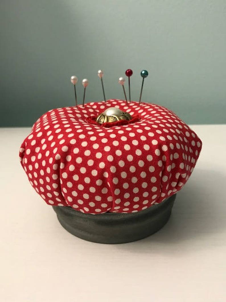 Pin Cushion With Mason Jar Lid Base Etsy