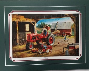 Charles Freitag Autumn Harvest John Deere Pheasant Print 10/" x 7/"