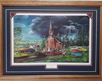 On The Roost Chicken Print by Deb Bovy Image Size 7/" x 19/"