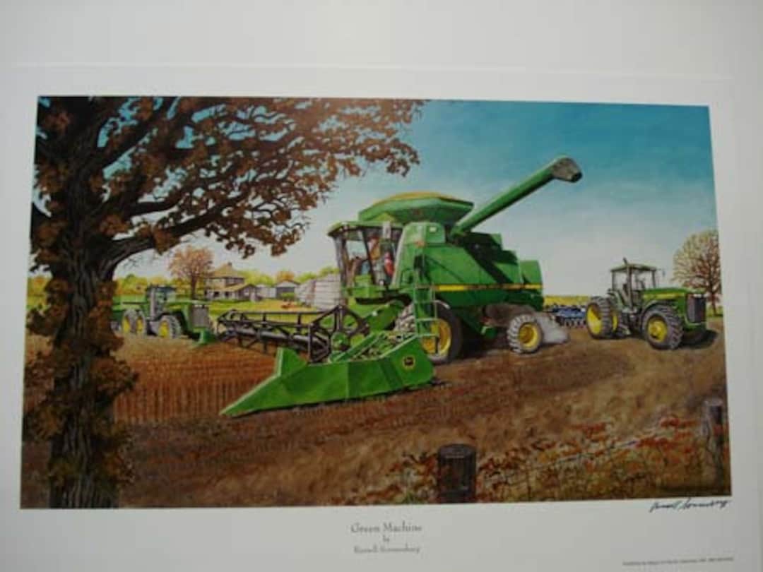 Art Print John Deere Combine by Russell Sonnenberg Titled Titled Green Machine Etsy