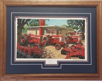 Framed double matted art print Farmall 706, 806, 1206 tractor by Russell Sonnenberg titled Red Fever