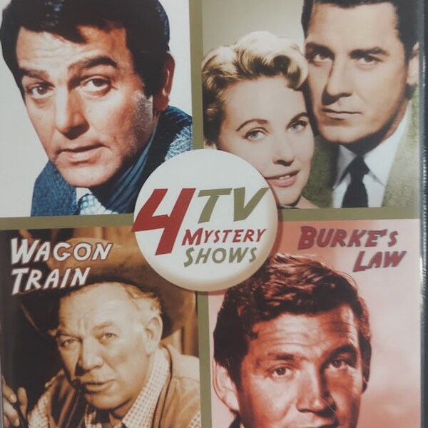 DVD Vintage TV episodes titled 4 TV Mystery Shows (Mannix, Wagon Train, Burkes Law Peter Gunn)
