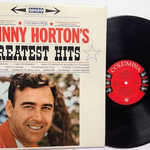Vintage 1961 Vinyl Record Album by Johnny Horton titled Johnny Horton&#39;s Greatest Hits