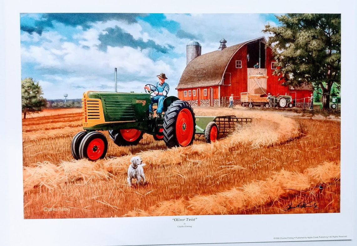 Oliver tractor art print farming by Charles Freitag titled Etsy