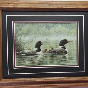 Framed matted 14 x 17 Loon art print by Don Li Leger titled Northern Reflections