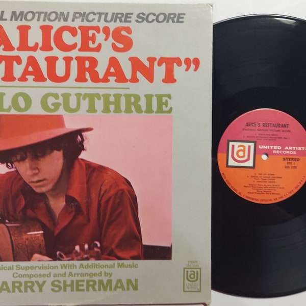 Vintage Vinyl Record Album by Arlo Guthrie, Garry Sherman titled Alice's Restaurant (Original Motion Picture Score)