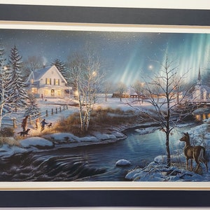 Double Matted 20.5 x 31 Country Winter art print by James A Meger titled All is Bright