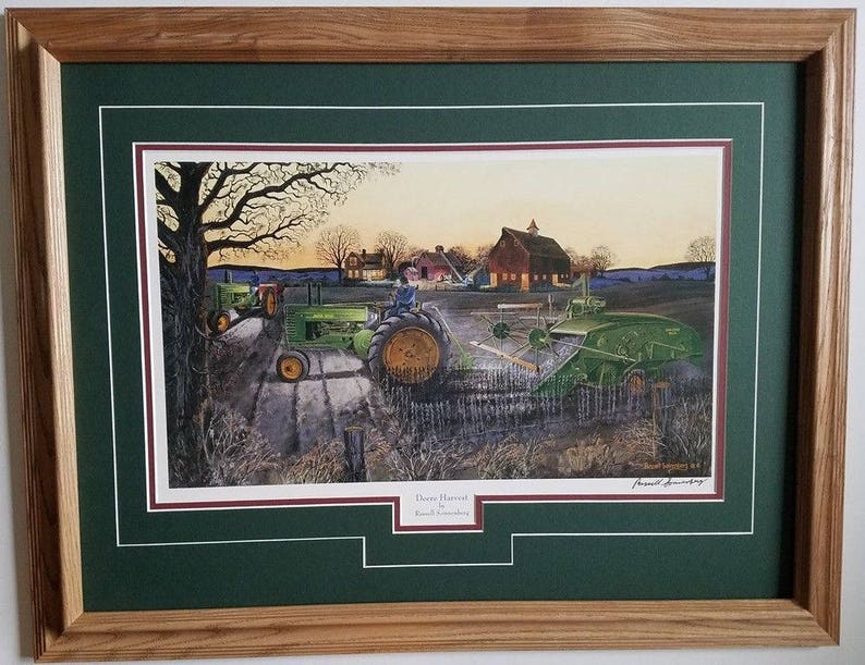 Tractor Farm Art Framed 21 X 27 Print John Deere B, A & 12A by Russell