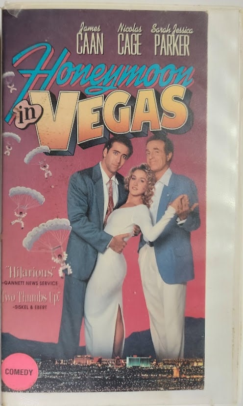 VHS 1992 Vintage Movie titled Honeymoon In Vegas starring Nicolas Cage. Sarah Jessica Parker  & James Caan