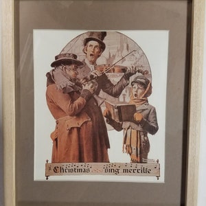 Gerahmter Kunstdruck von Norman Rockwell mit dem Titel Christmas Trio