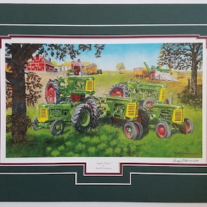 Tractor Art double matted 18 x 24 art print 55, 66, 77, 88 Oliver by Russell Sonnenberg titled Super Oliver