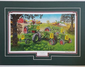 Tractor Art double matted 18 x 24 art print 55, 66, 77, 88 Oliver by Russell Sonnenberg titled Super Oliver