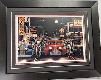 Framed Matted 21 x 27 Motorcycle art print by David Mann titled Sunset Boulevard