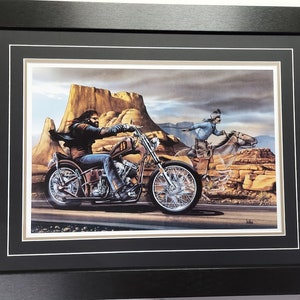 Framed Matted 21 X 27 Motorcycle Art Print by David Mann Titled