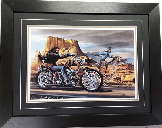 THE DRIVEN 2枚組 / david mann / エドロス / Framed Matted 21 X 27 Motorcycle Art Print by David Mann Titled