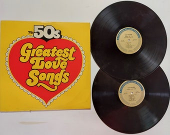 Vintage Vinyl Record Double Album by Various artists titled The 50's Greatest Love Songs