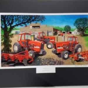 Matted Allis Chalmers Tractor Art Print titled 7000 Series by Russell Sonnenberg