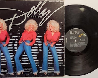 Vintage 1977 Vinyl Record Album by Dolly Parton titled Here You Come Again