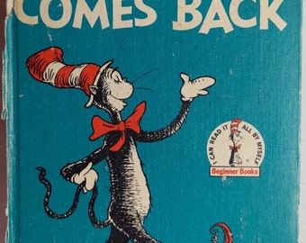 Hardcover Book 1958 Vintage Children's Novel by Dr Seuss titled The Cat in the Hat Comes Back