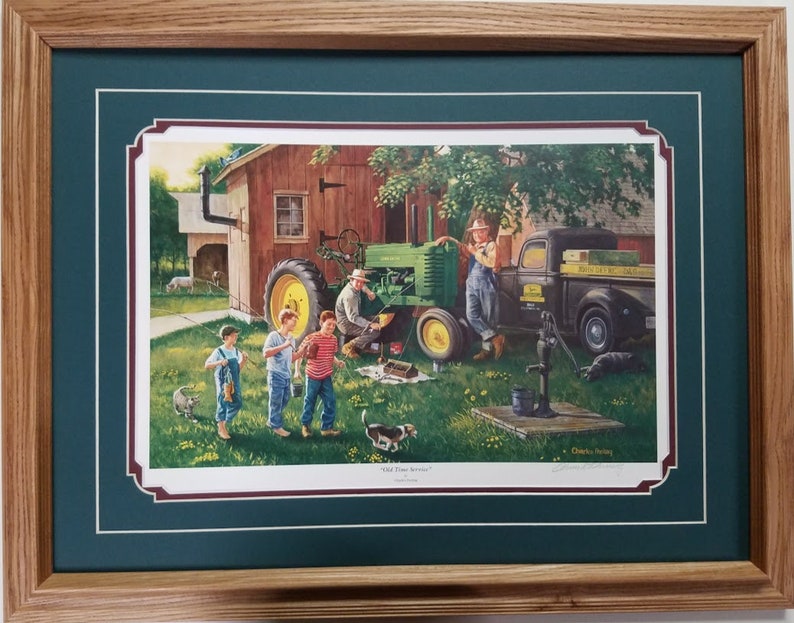 Framed John Deere Tractor Art Print by Chales Freitag Titled Old Time