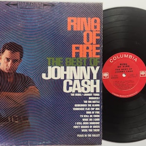 Vintage 1969 Vinyl Record Album by Johnny Cash titled Ring Of Fire  The Best Of Johnny Cash