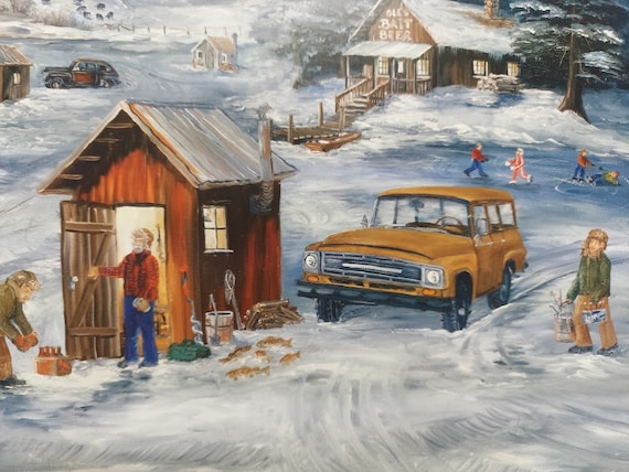 Ice Fishing エッチング 版画 Robert W. Weller Ice Fishing