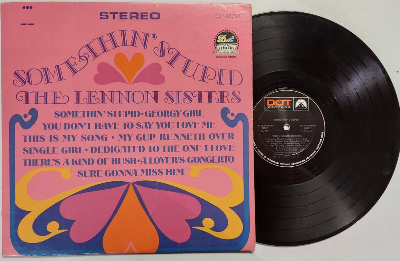 Vintage 1967 Vinyl Record Album By The Lennon Sisters Titled Somethin vintage-1967-vinyl-record-album-by-the-lennon-sisters-titled-somethin