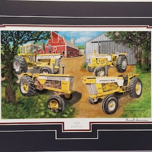 Double Matted 18 x 24 Minneapolis Moline tractor  art Print titled G Series by Russell Sonnenberg.