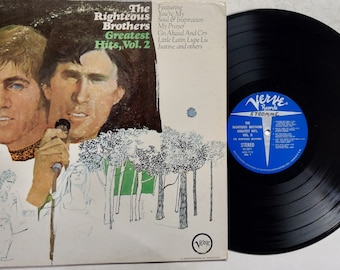 Vintage 1967 Vinyl Record Album by Righteous Brothers titled The Righteous Brothers Greatest Hits, Vol. 2