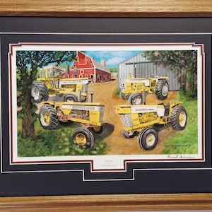 Framed 21 x 27 in Oak Minneapolis Moline Tractor art Print titled G Series by Russell Sonnenberg.