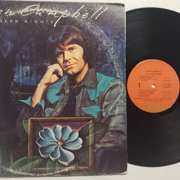 Vintage 1977 Vinyl Record Album by Glen Campbell titled Southern Nights