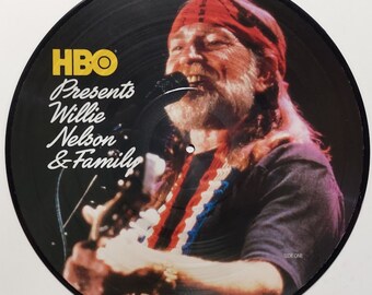 Vintage Vinyl Record Picture disk by Willie Nelson titled HBO Presents Willie Nelson & Family