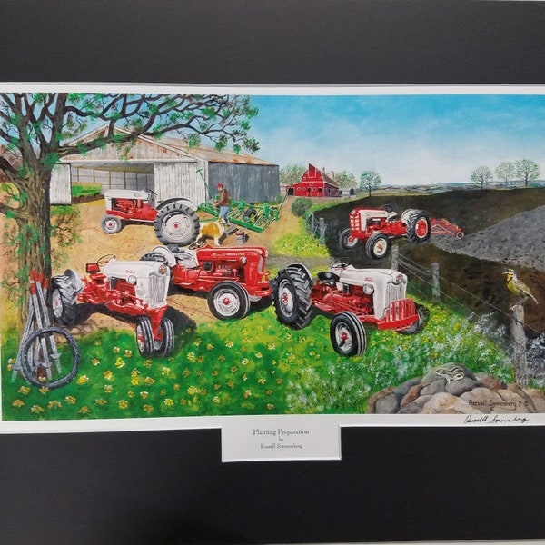 Impression d’art Ford Tractor emmêlée par Russell Sonnenberg intitulée Préparation à la plantation