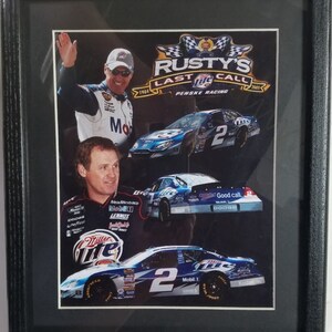 Framed matted 11 x 13 art print Rusty Warren Race car Nascar